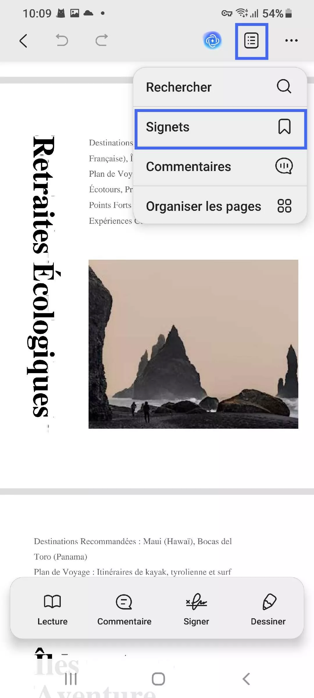 icône de signet sélectionnée