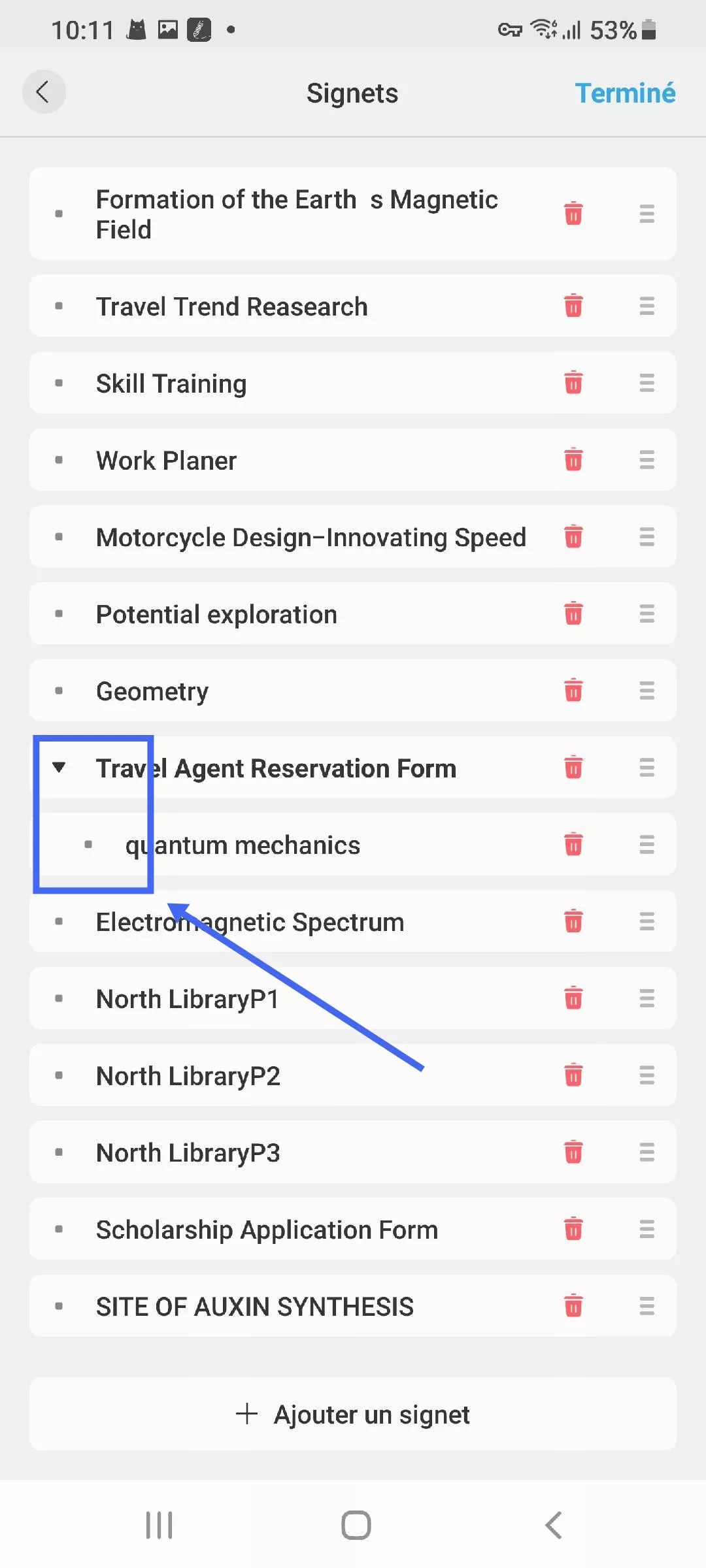 ajouter un signet enfant