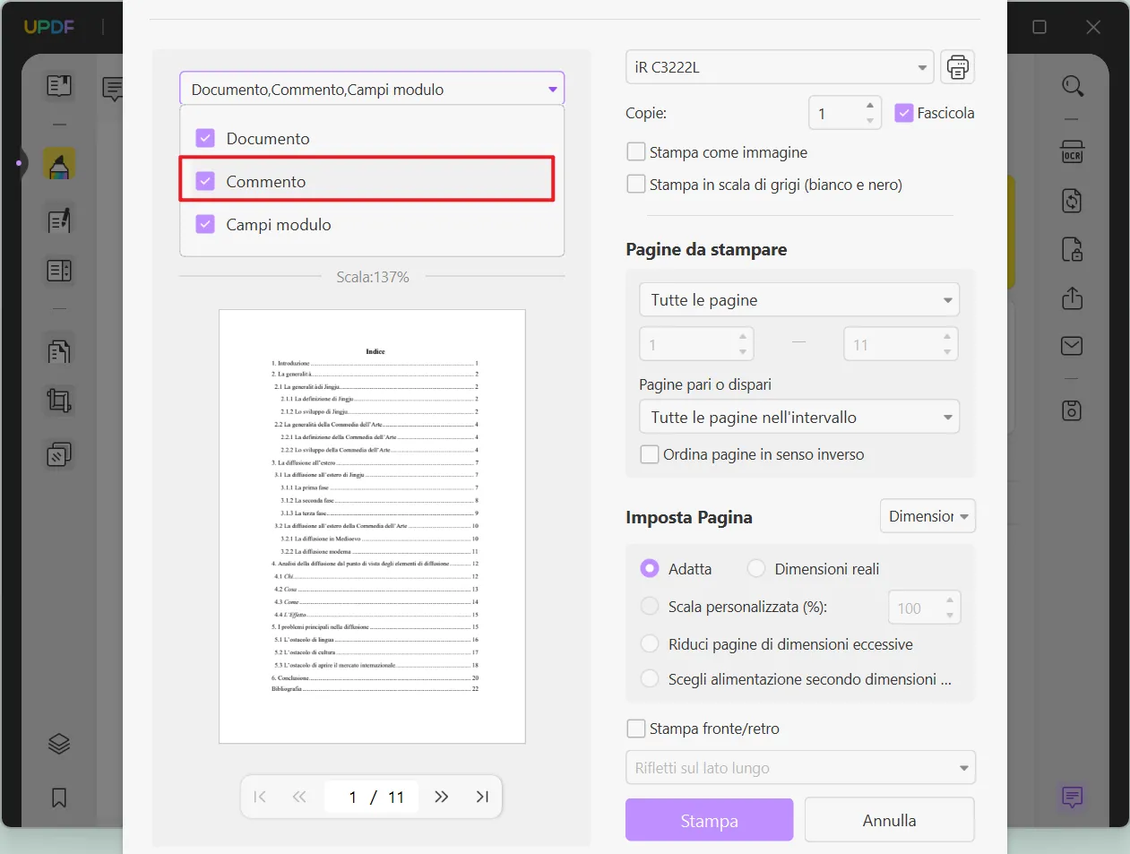 salvare un file PDF senza visualizzare i commenti