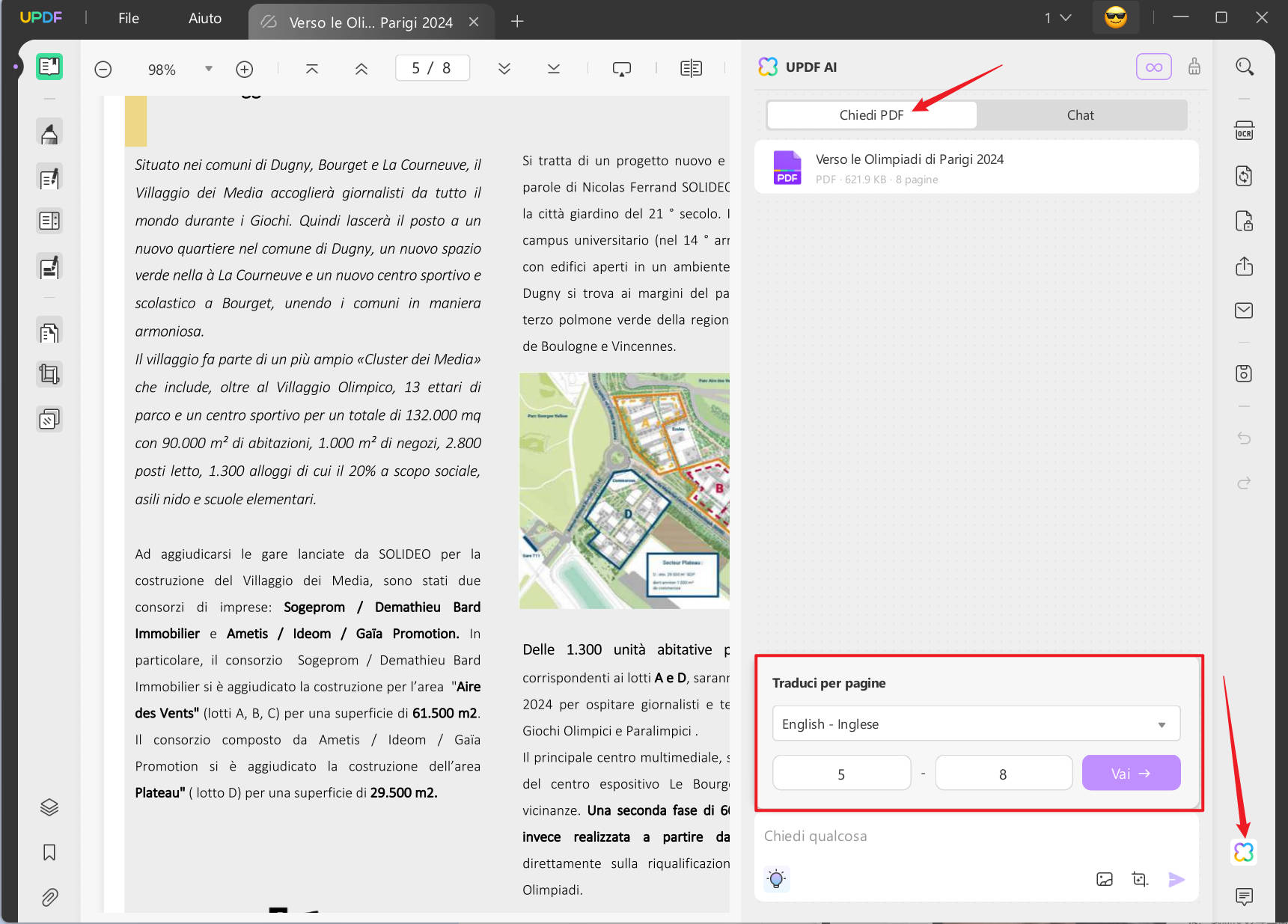 Tradurre un PDF con un grande numero di pagine
