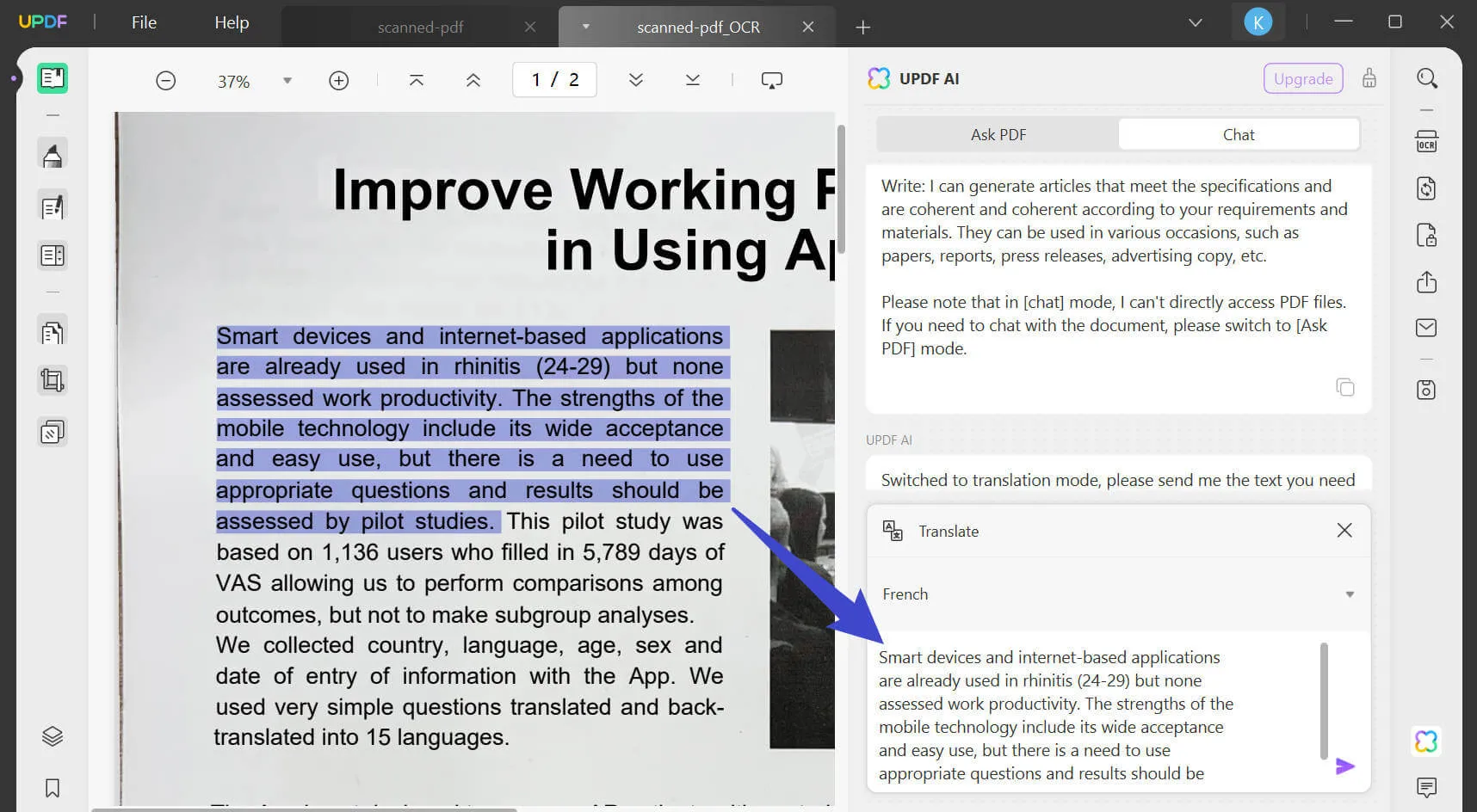 how to translate word document translate scanned pdf text