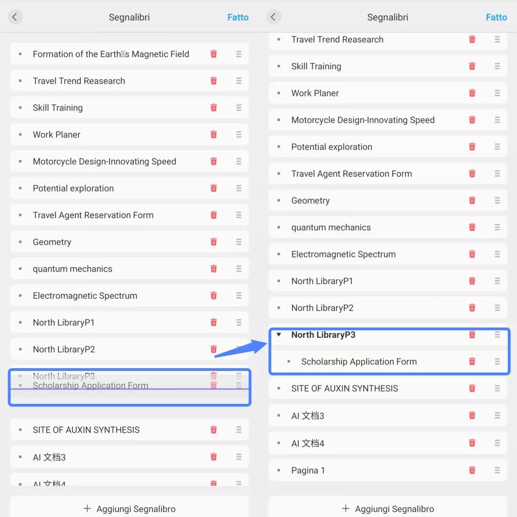 add a child bookmark