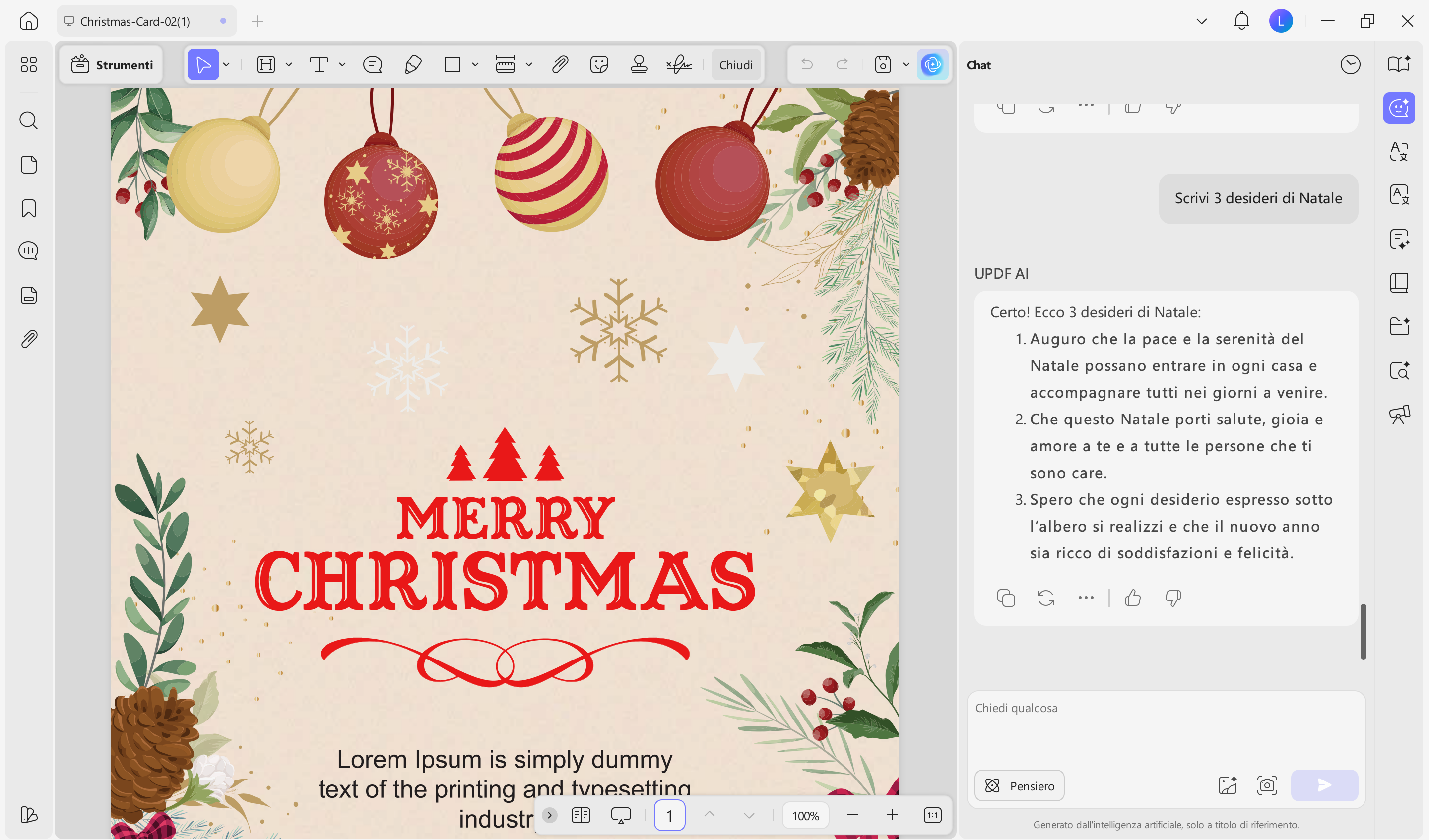 create christmas wishes with updf ai