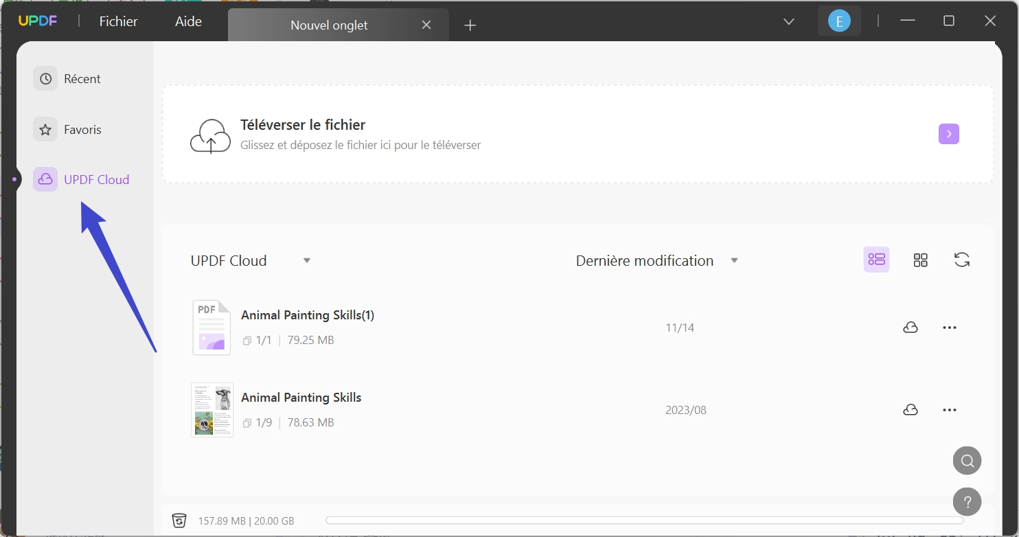 Importer un PDF dans UPDF Cloud sur PC
