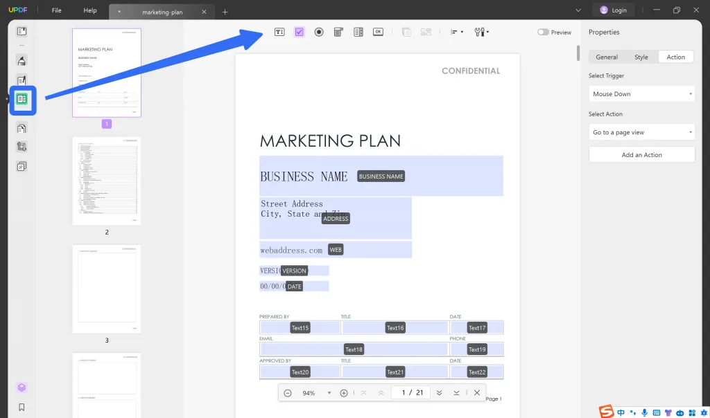 Create fillable PDF forms in UPDF