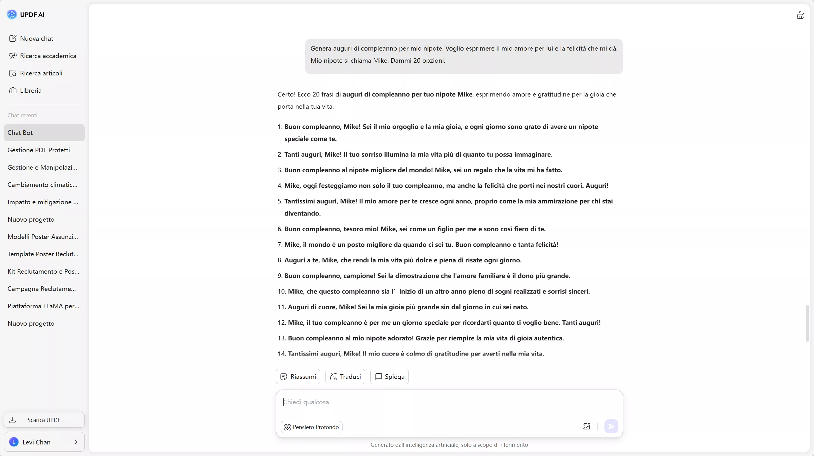 generated birthday wishes updf ai online
