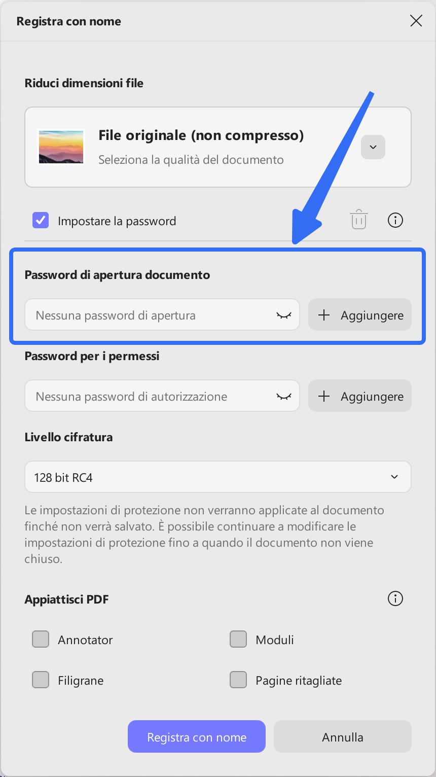 add password to encrypt pdf with open password