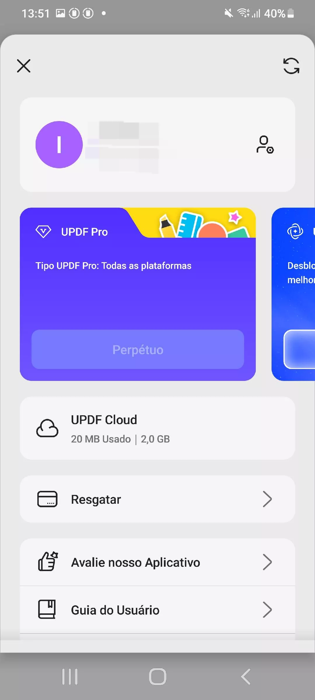 o UPDF será atualizado automaticamente para a versão premium