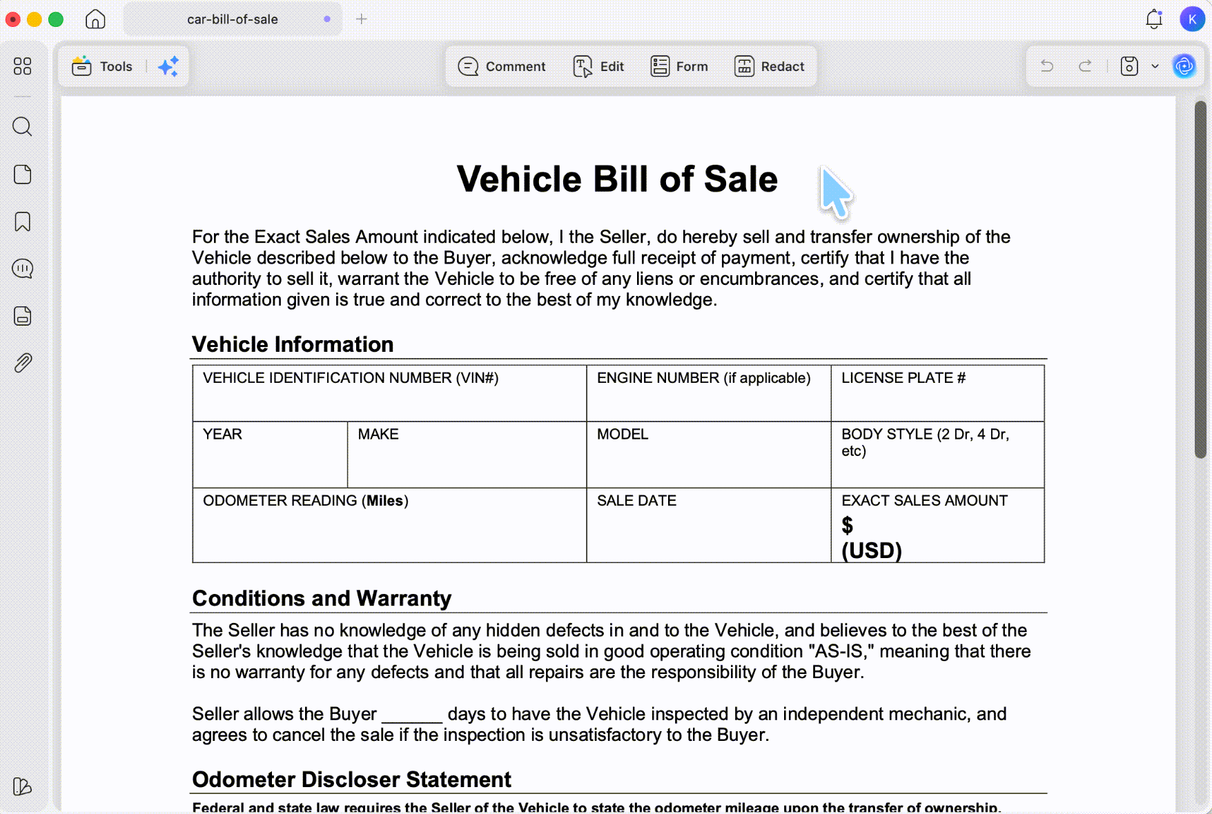 updf recognizes word form field