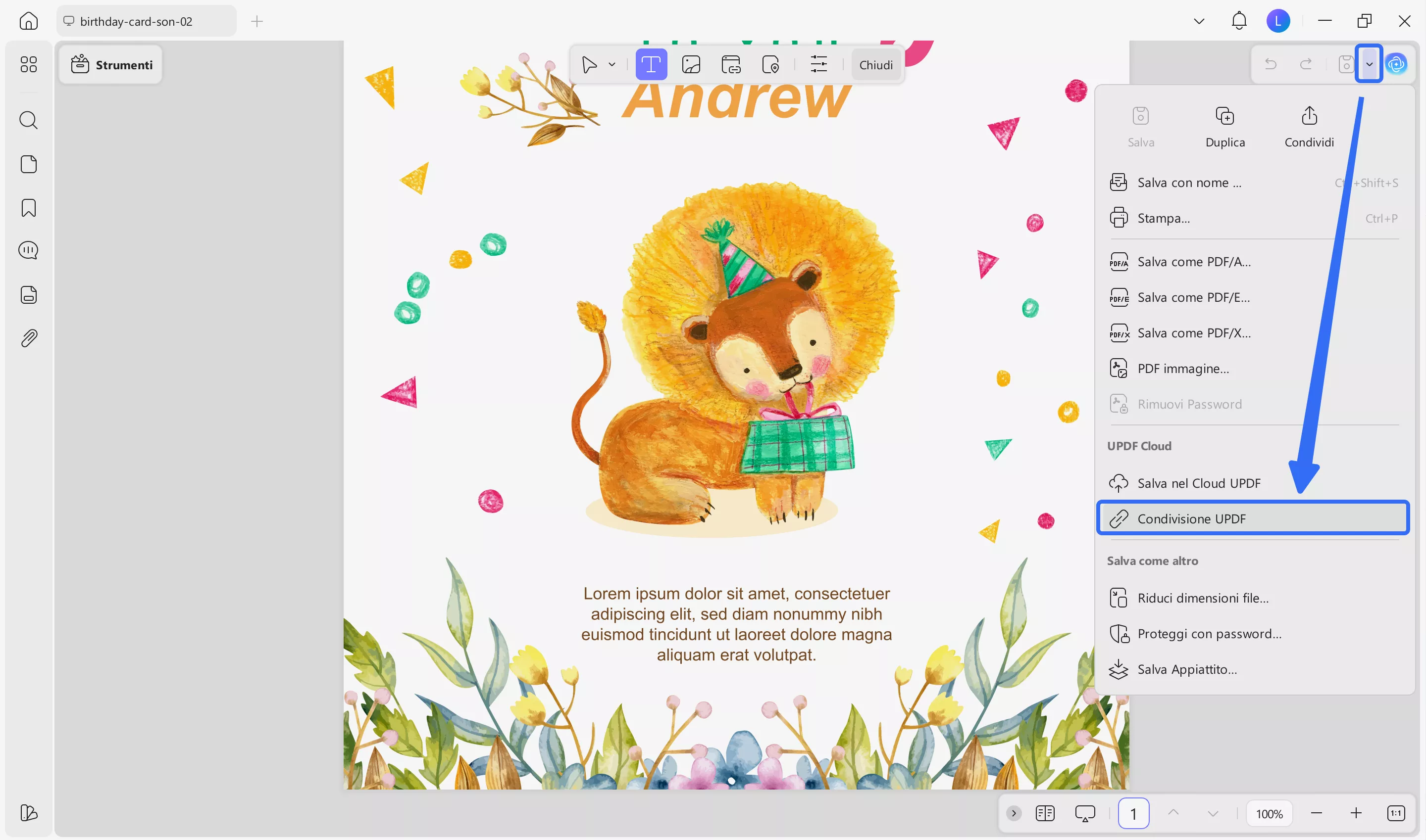 share the PDF card with your grandson