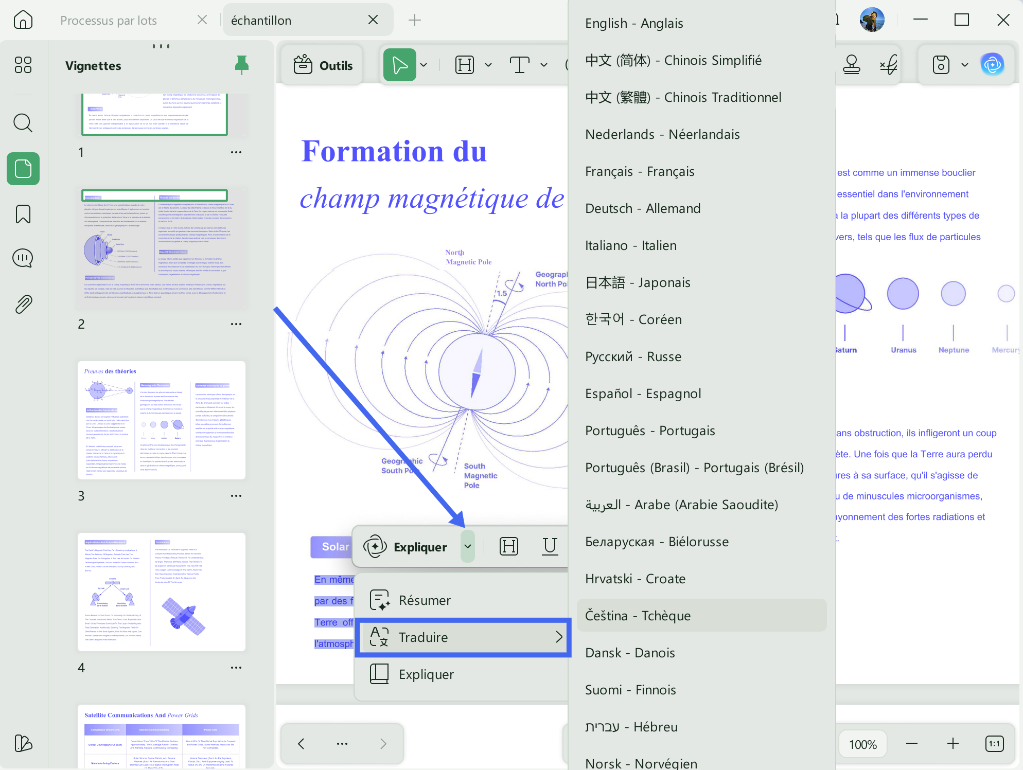 traduire texte pdf