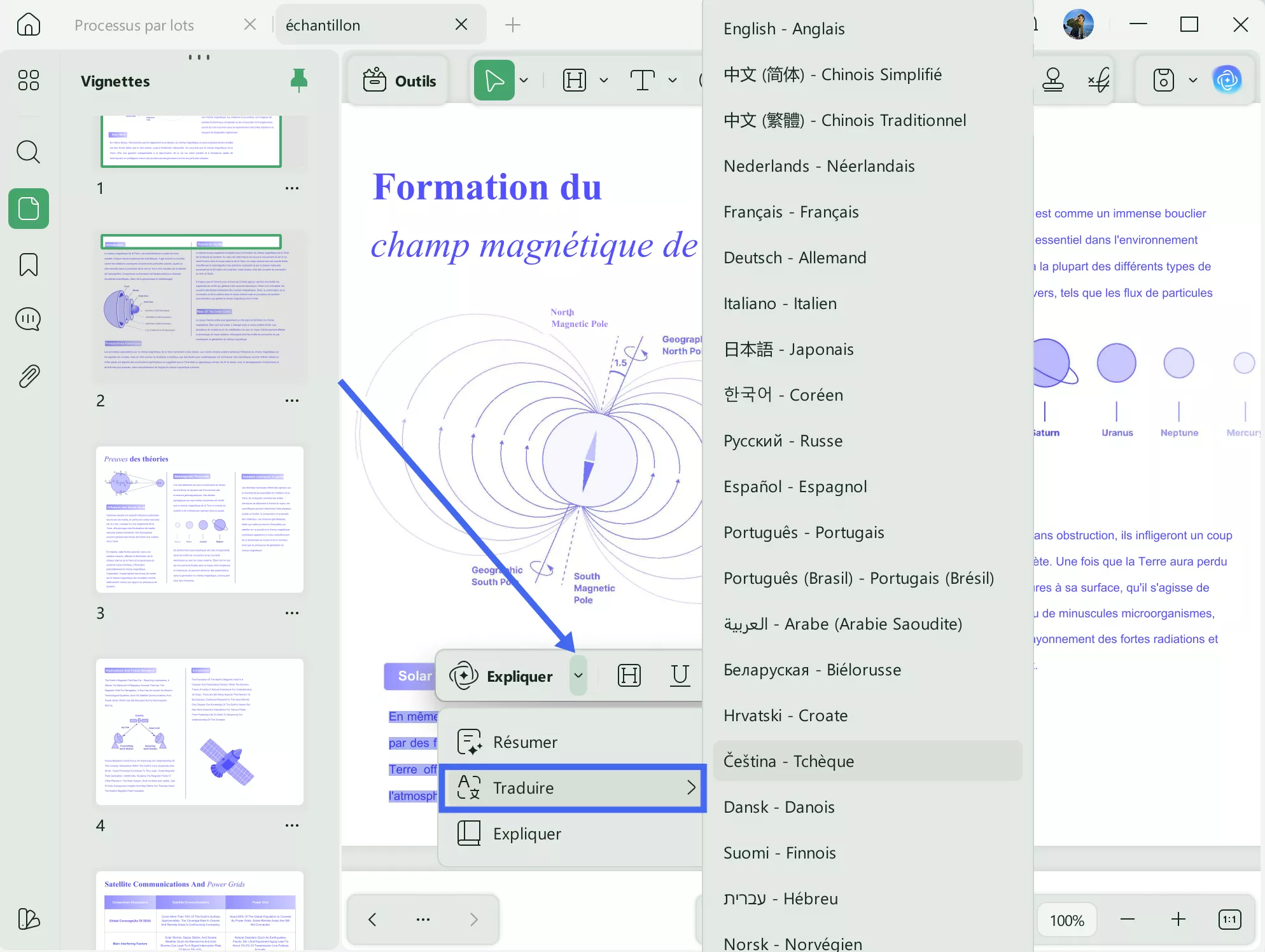 traduire pdf avec AI