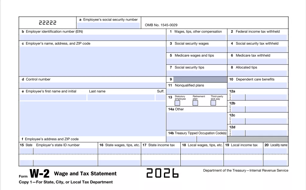 w2 form 2026 version