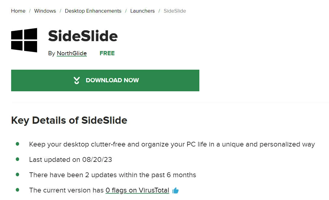 SlideSlide windows desktop organization