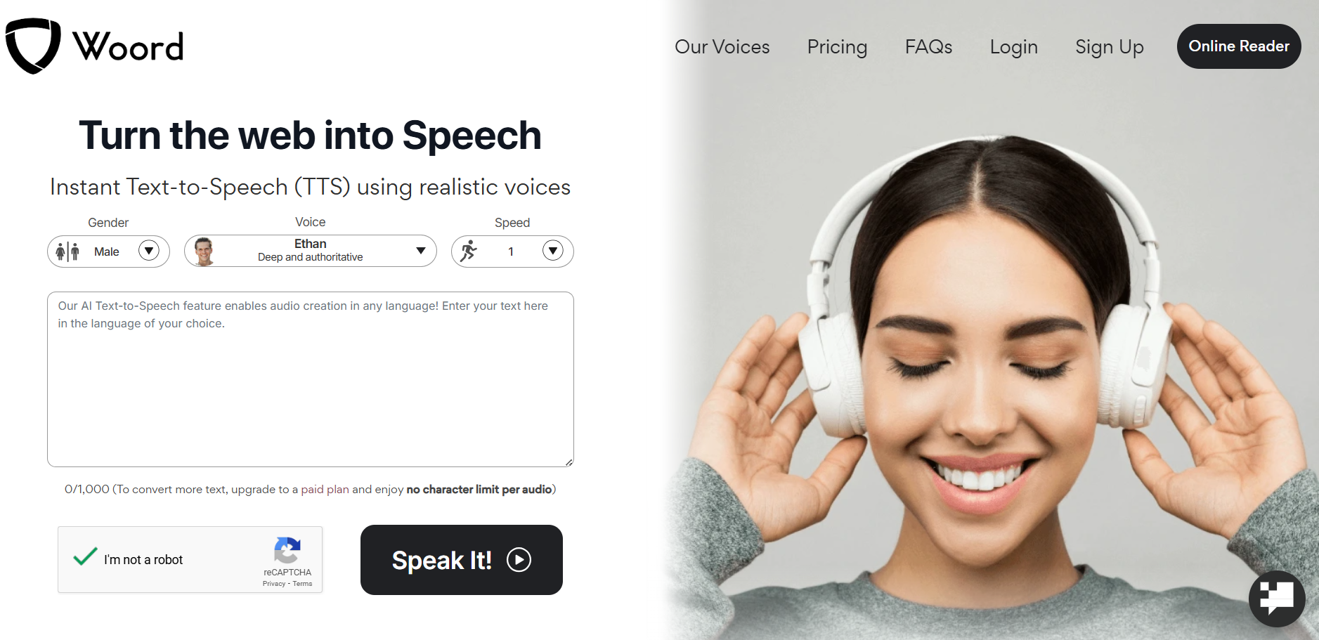 woord turn the web into speech