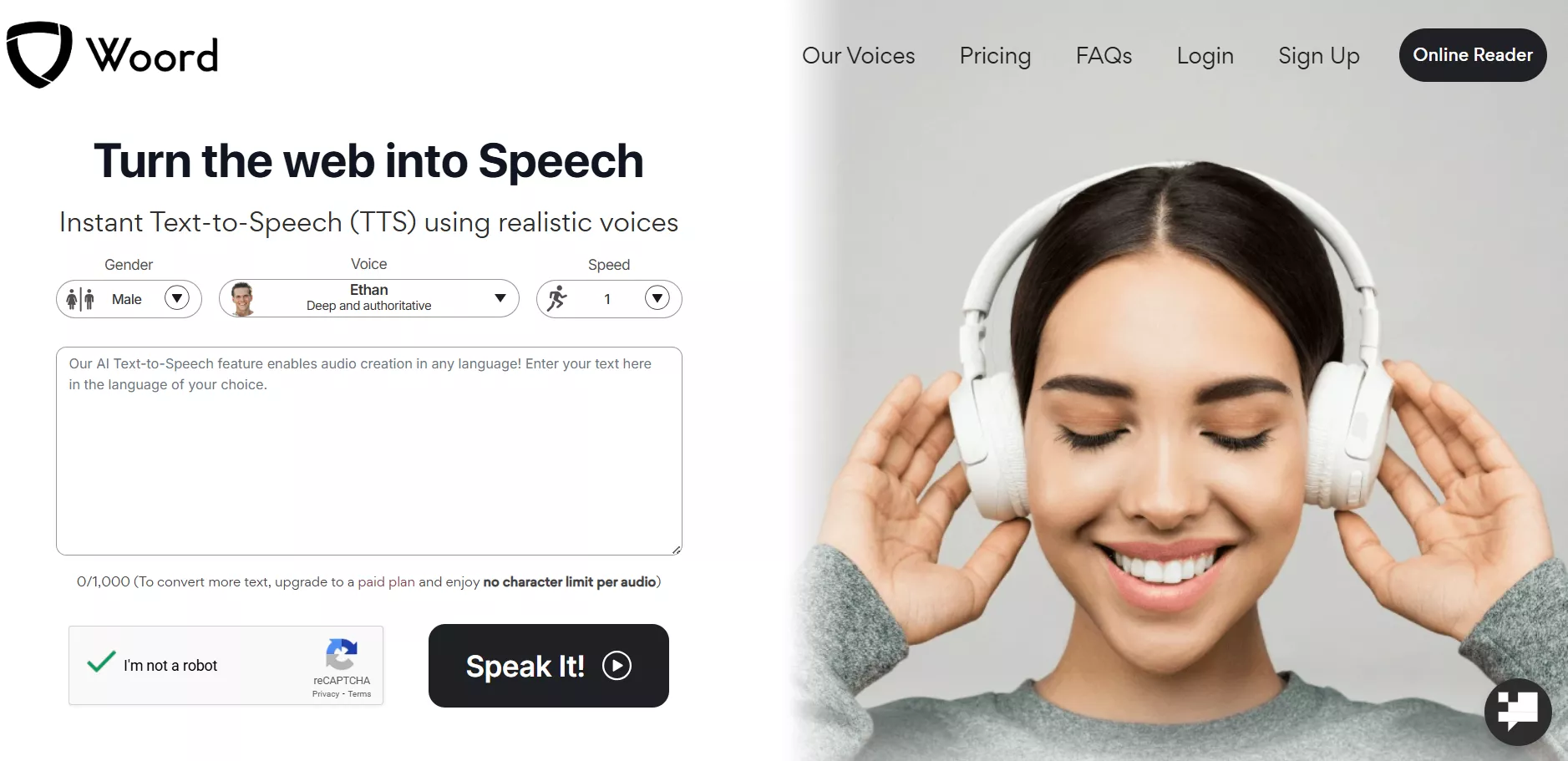 woord turn the web into speech