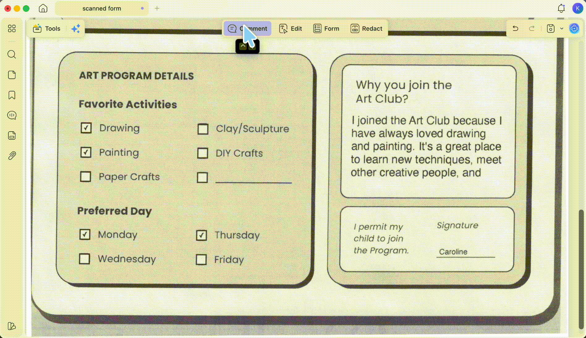 add an arrow in a pdf updf mac