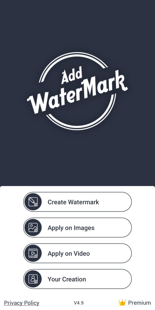 the main dashboard of add  watermark on photos
