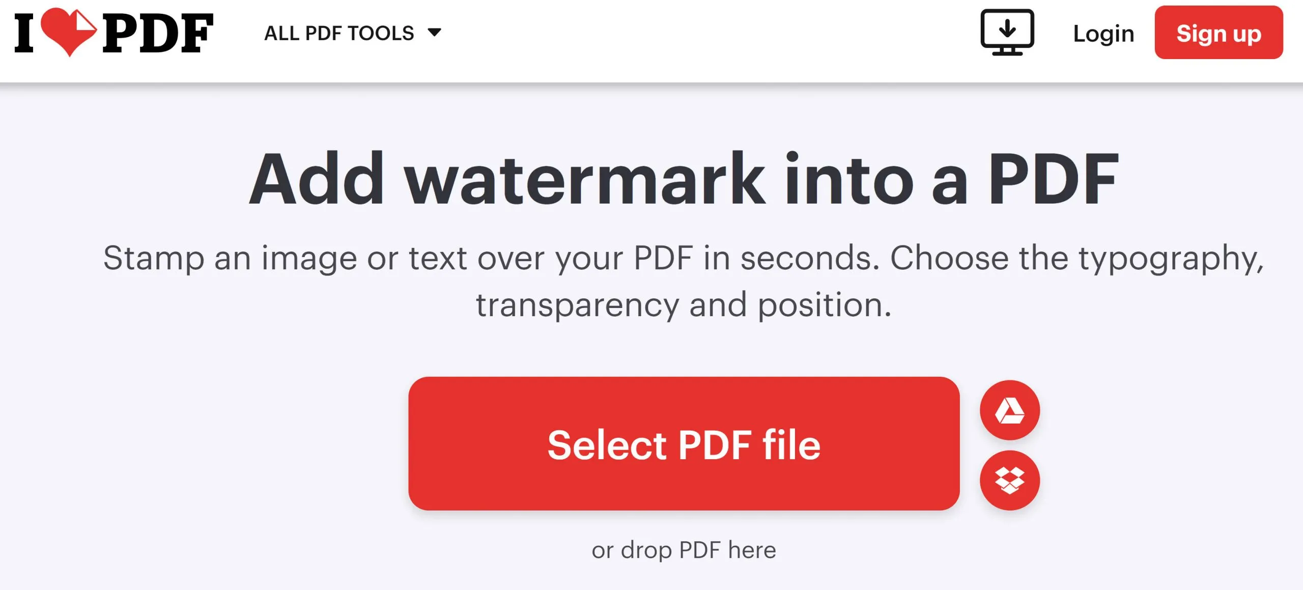 add watermakr to pdf with ilovepdf