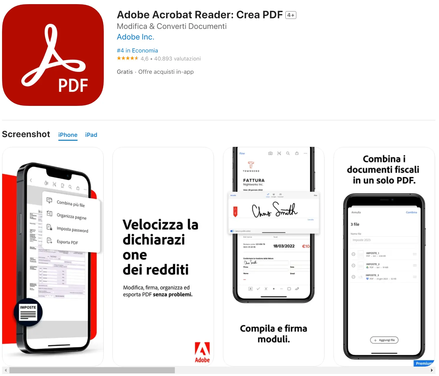 Adobe Acrobat Reader: app per evidenziare i PDF su iPad