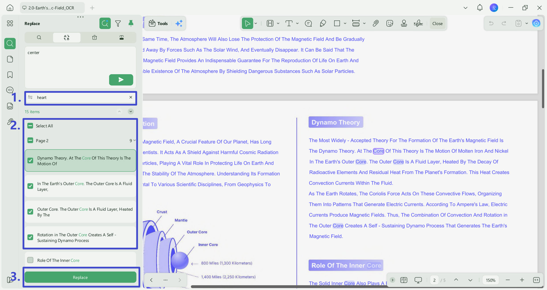 type in the desired content you want replace