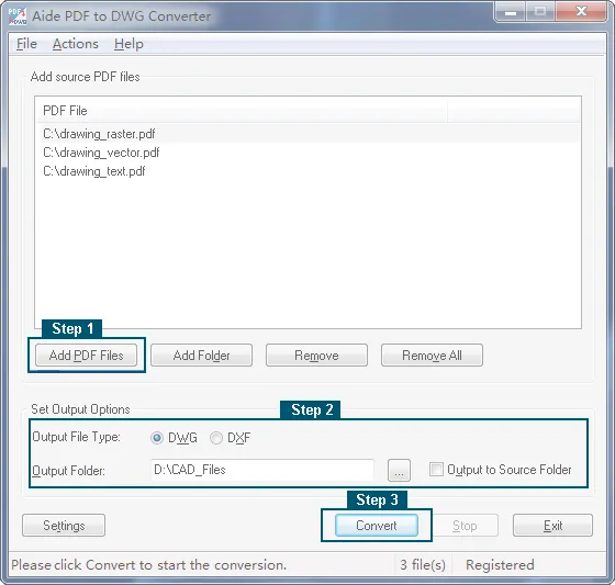 Aide Convertisseur PDF en DXF