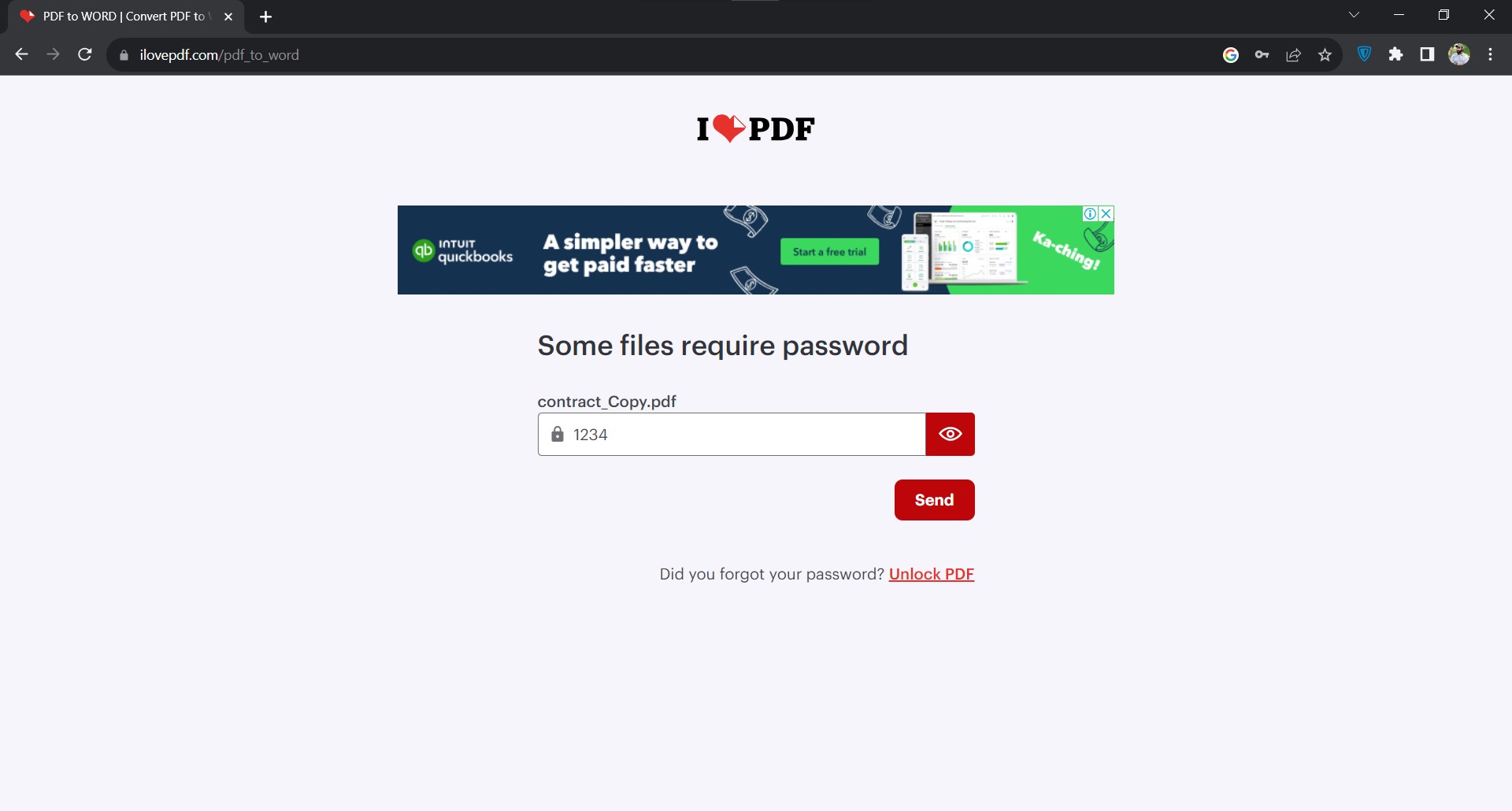 converti pdf protetto in word autenticato con password