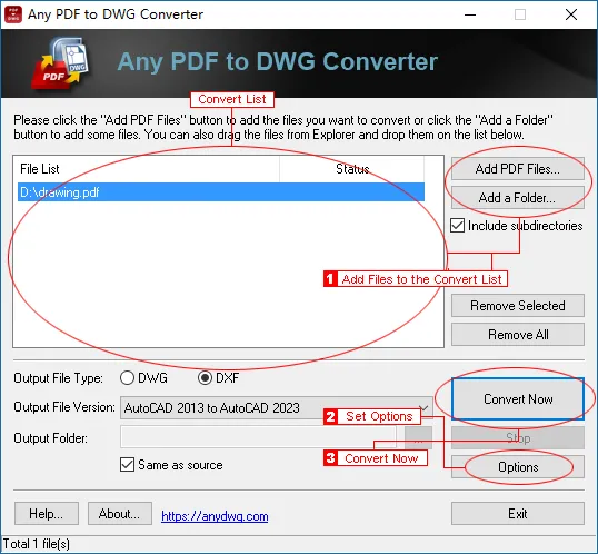 convertitore da pdf a dxf Any PDF to DWG Converter