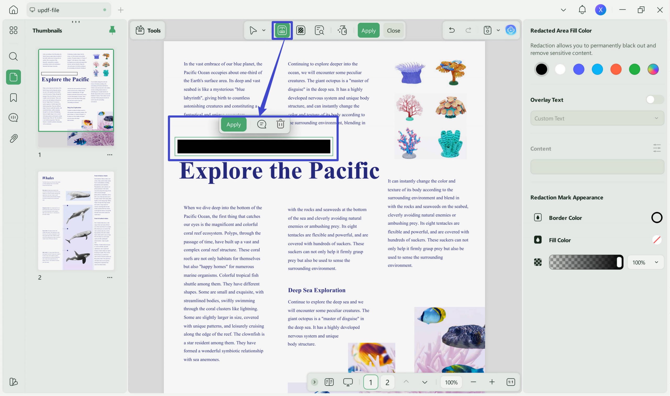 how to redact a pdf without adobe pro updf search