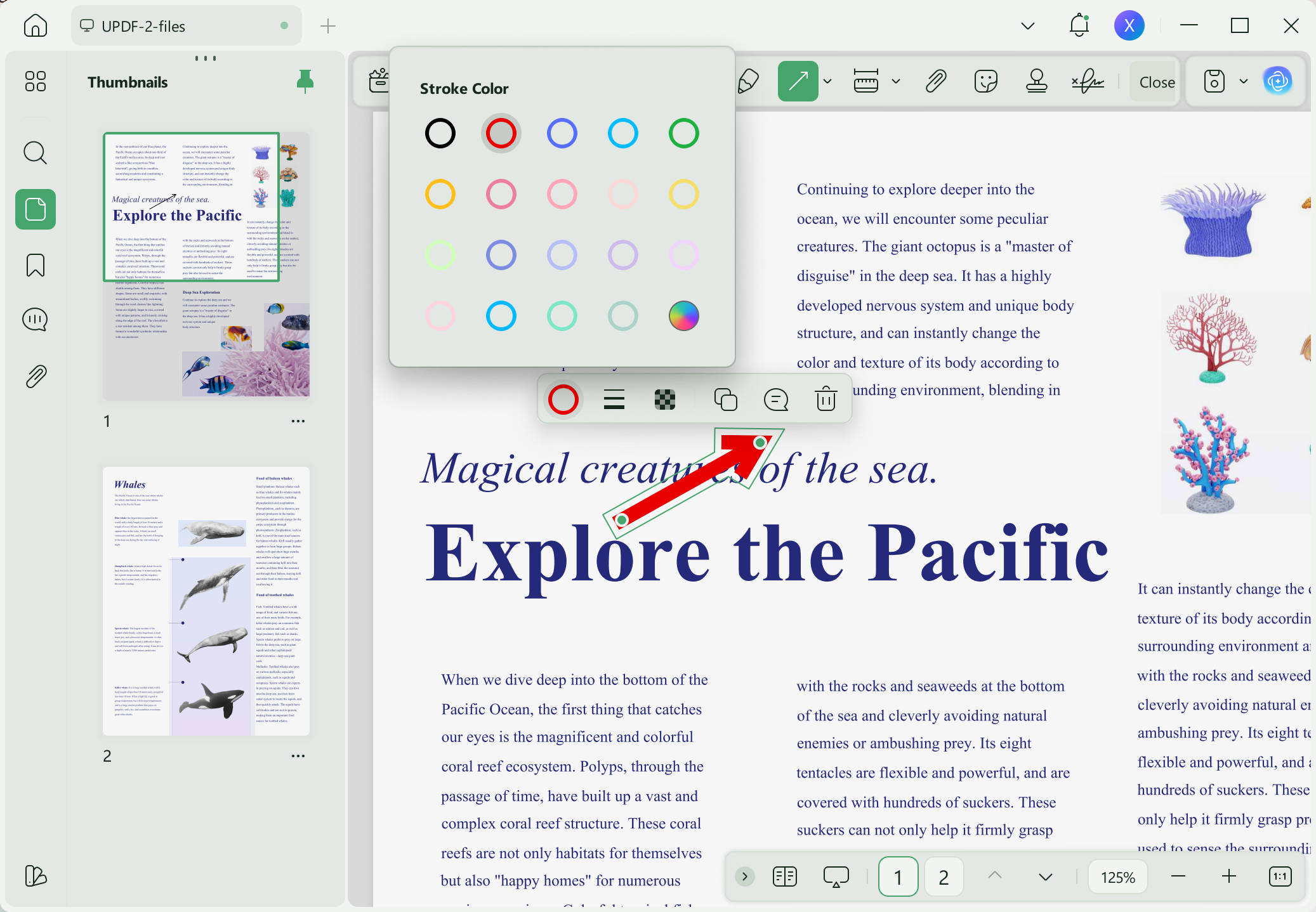 how to add arrow in pdf properties