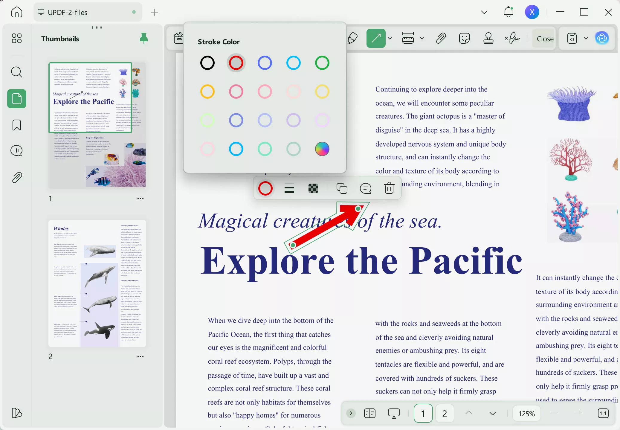 how to add arrow in pdf properties