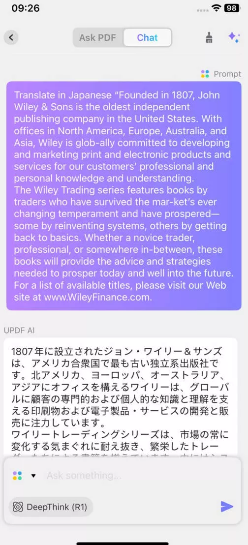 translate PDF iPhone updf