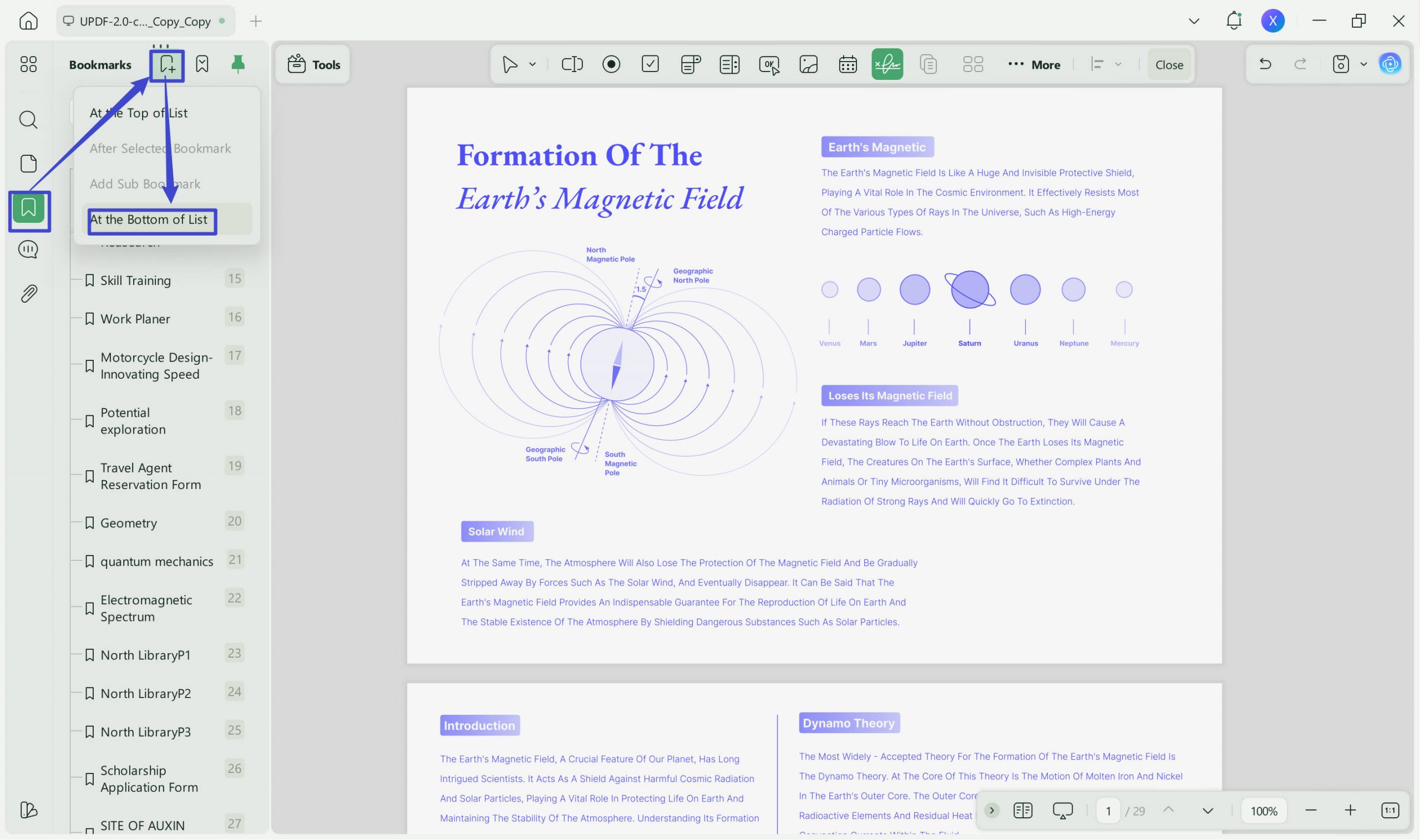 Create bookmarks in UPDF on windows