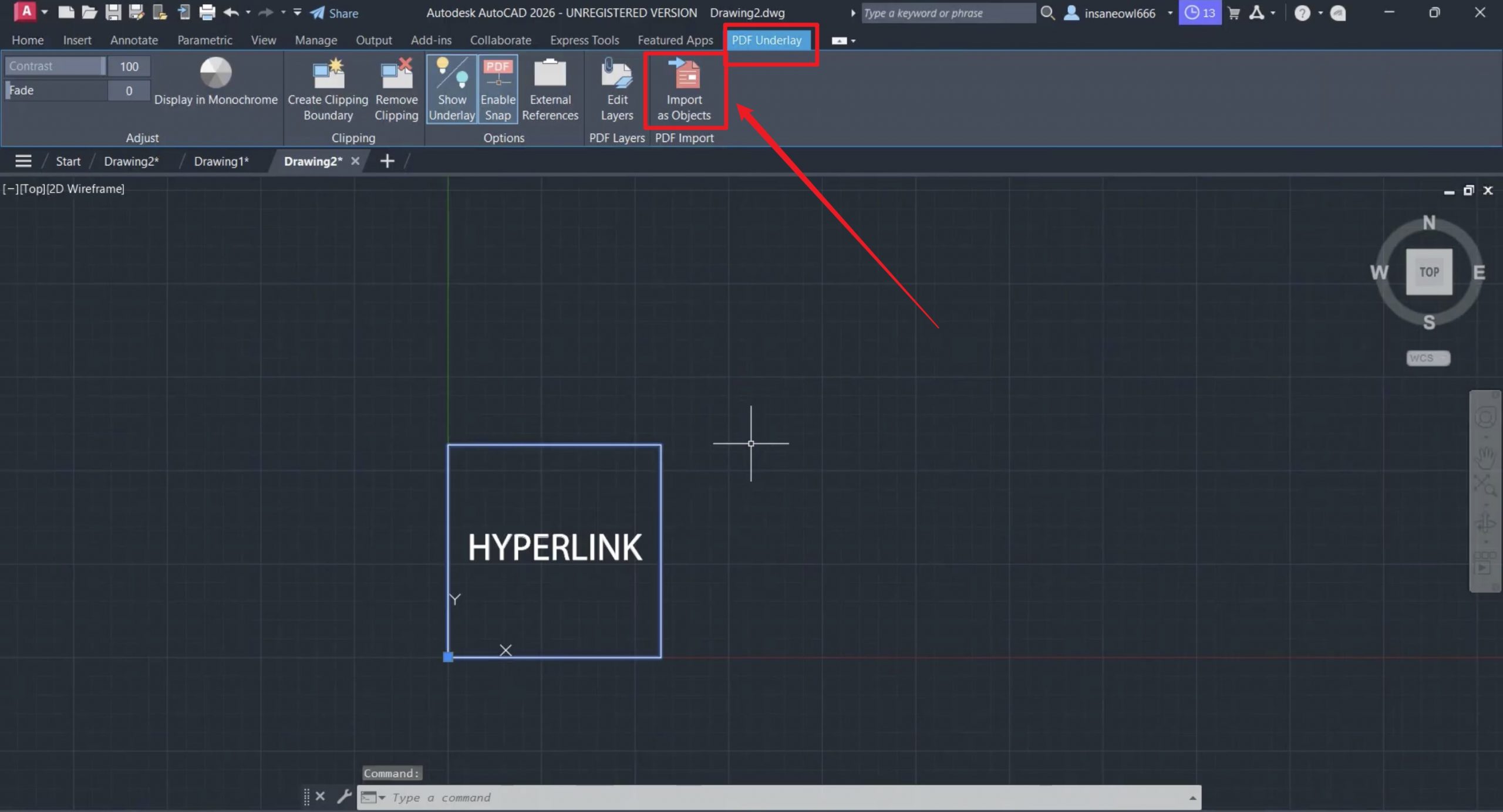 autocad import as objects