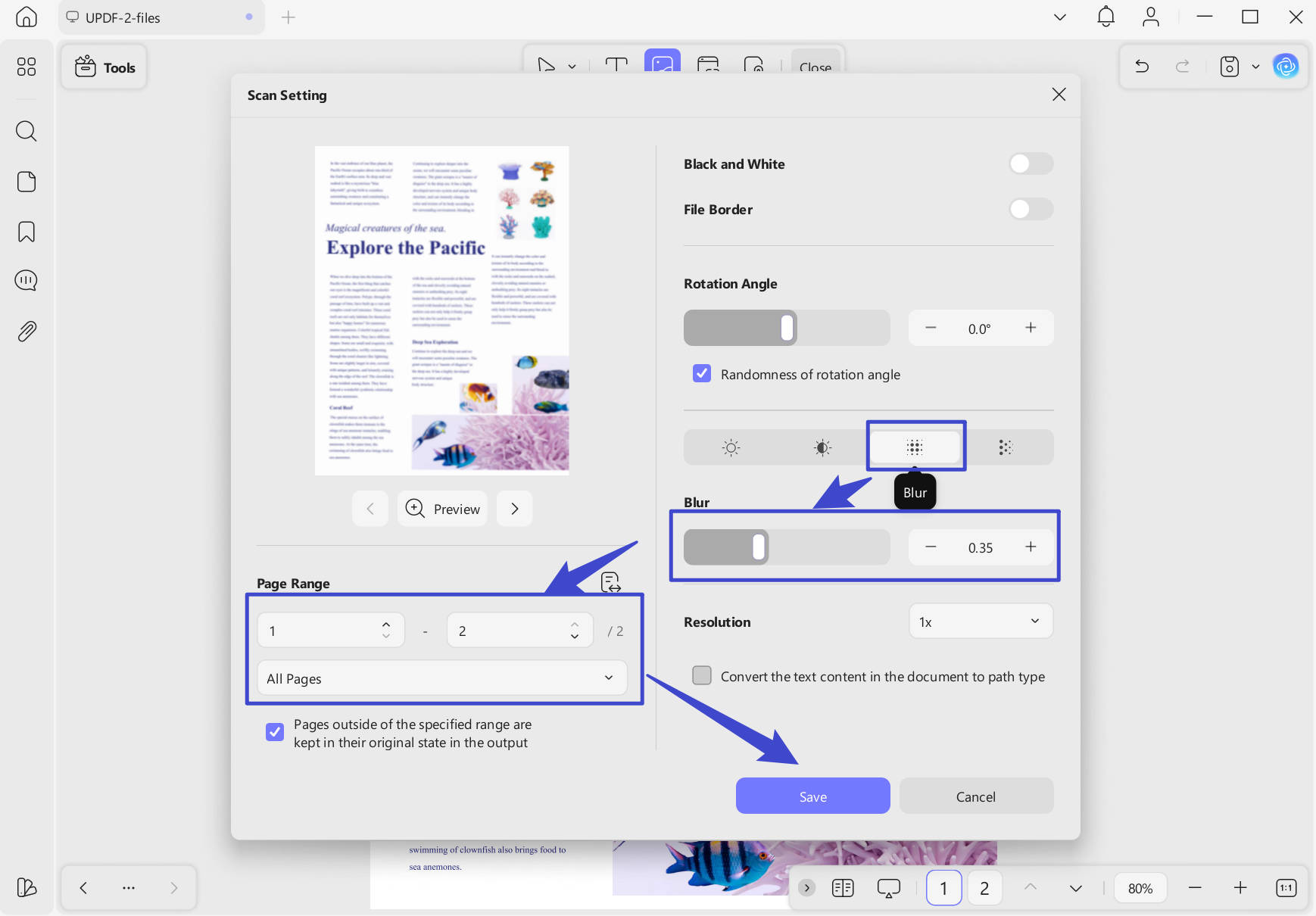 blur pdf with updf on windows