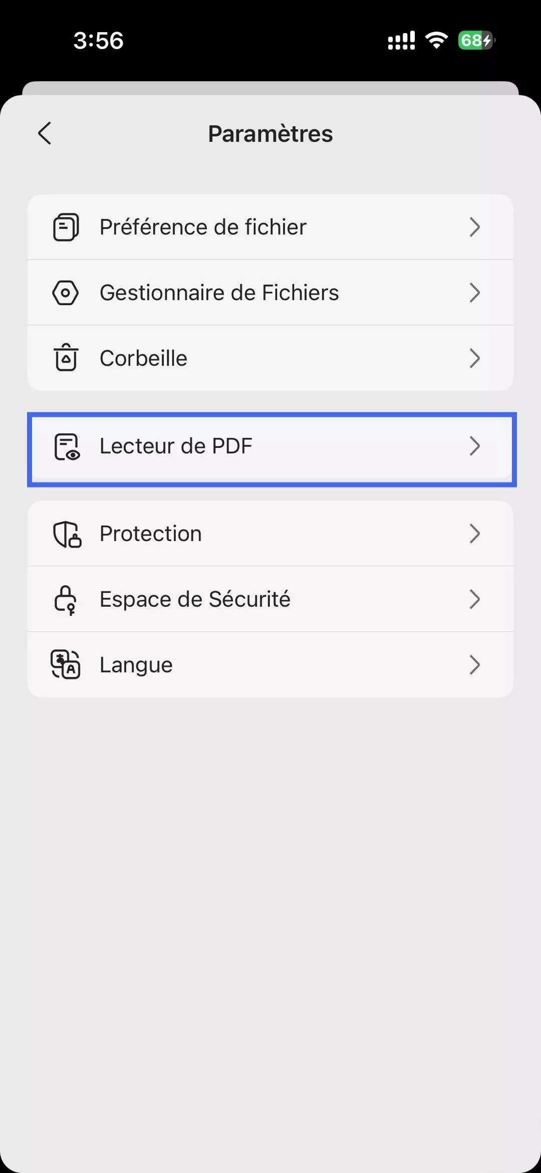paramètres du visualiseur PDF