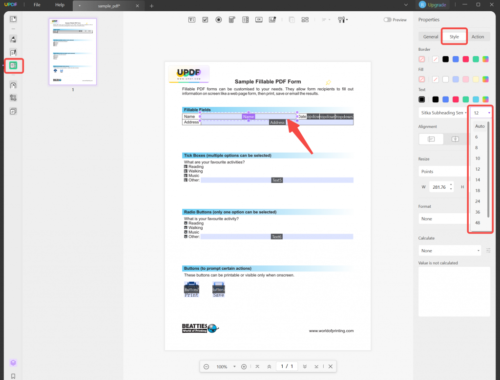 How to Change Font Size in PDF Fillable Form? (3 Ways) | UPDF