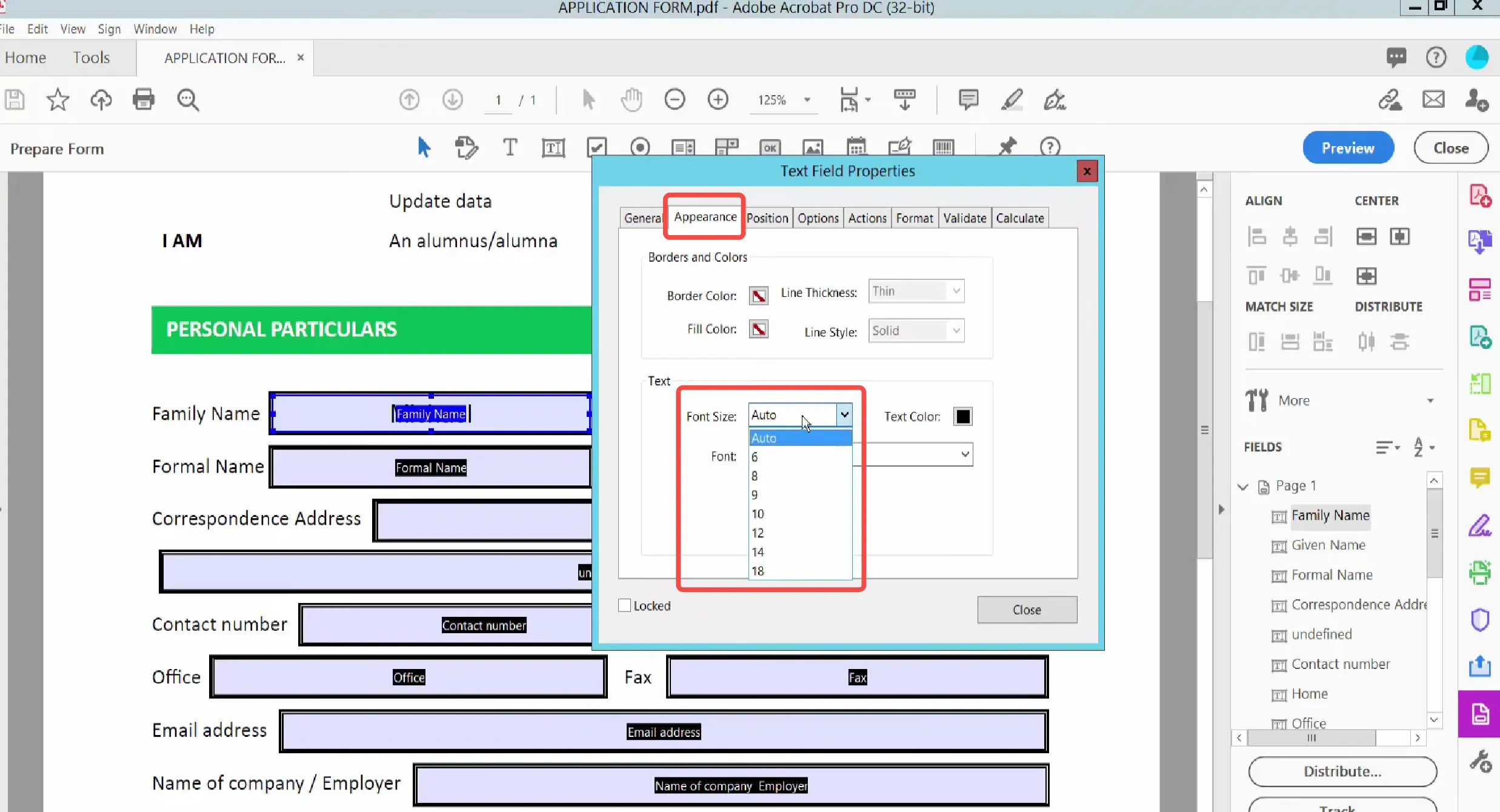 改變 adobe acrobat 上的字體大小