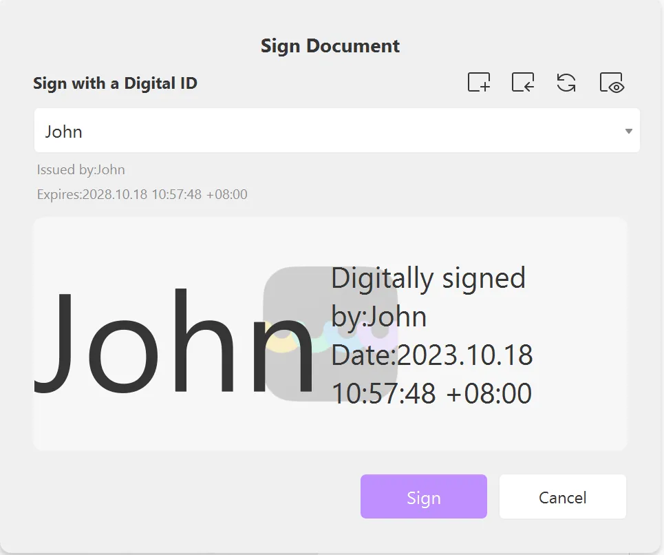 Sign with a digital ID