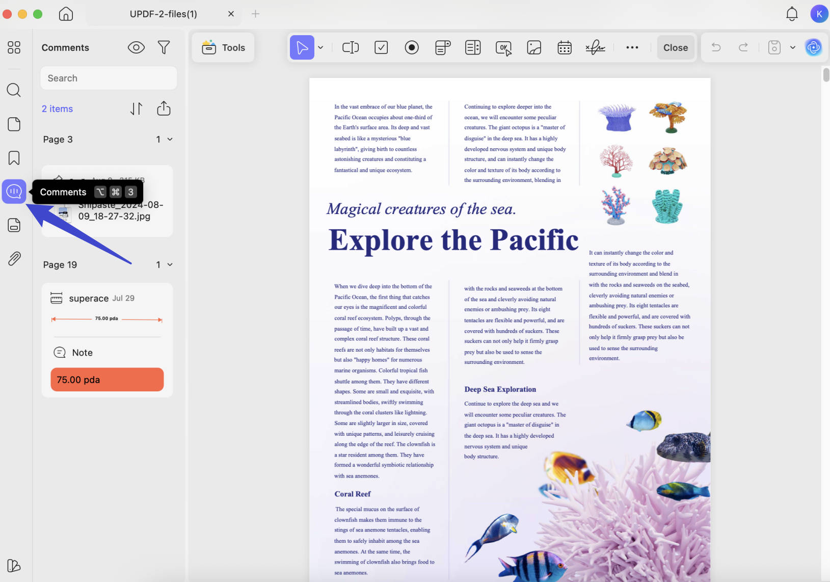 how to search in a pdf on mac comment list icon