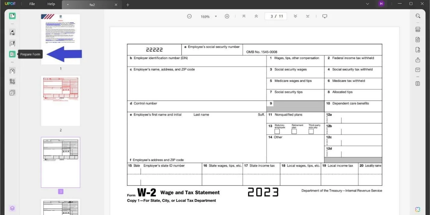 將 pdf 轉換為可填寫的免費表格 updf