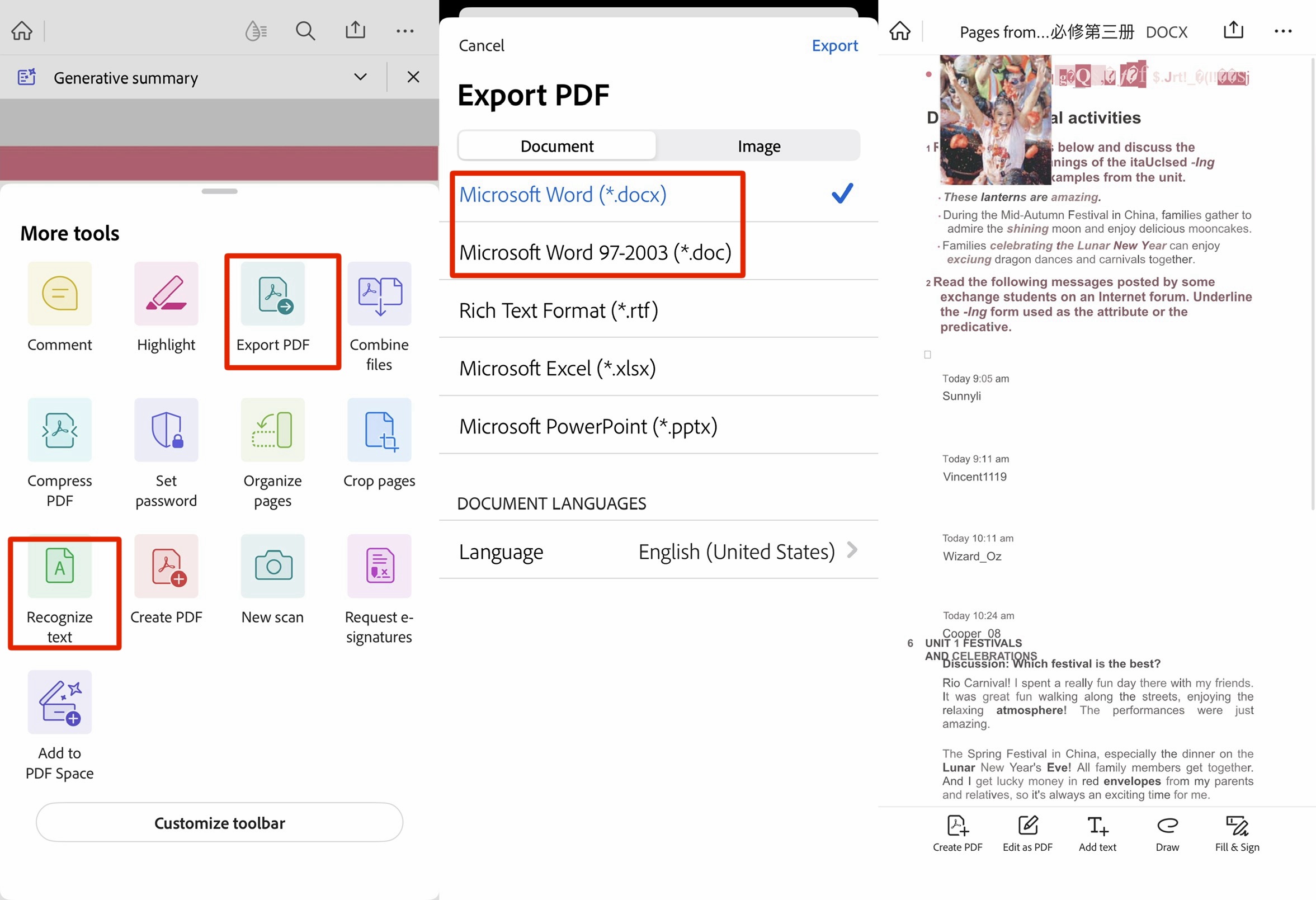 convert pdf to word with acrobat ios