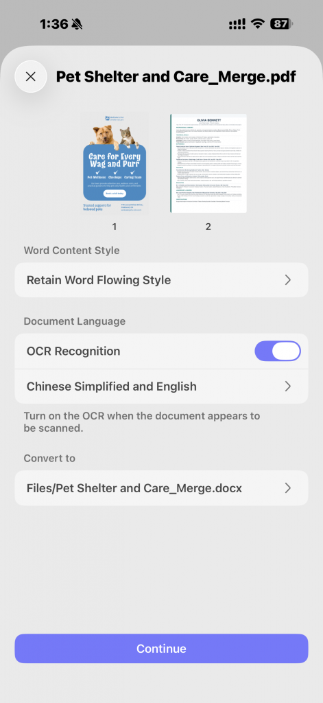 convert pdf to word with updf ios