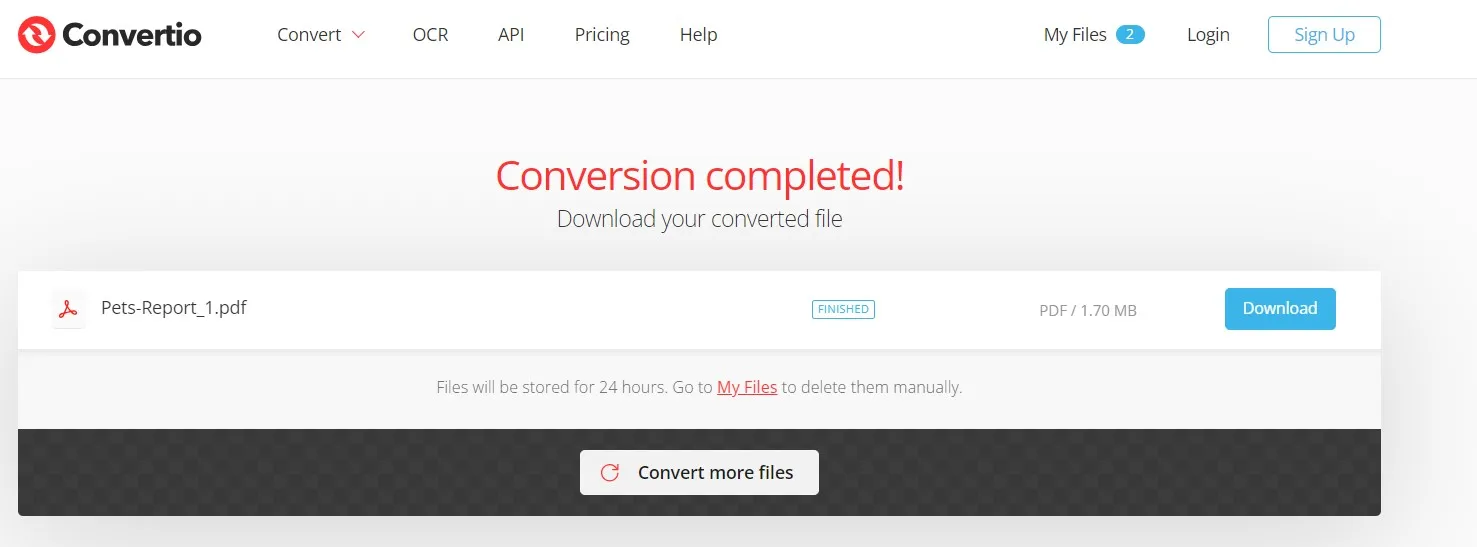 mobi to pdf Convertio 