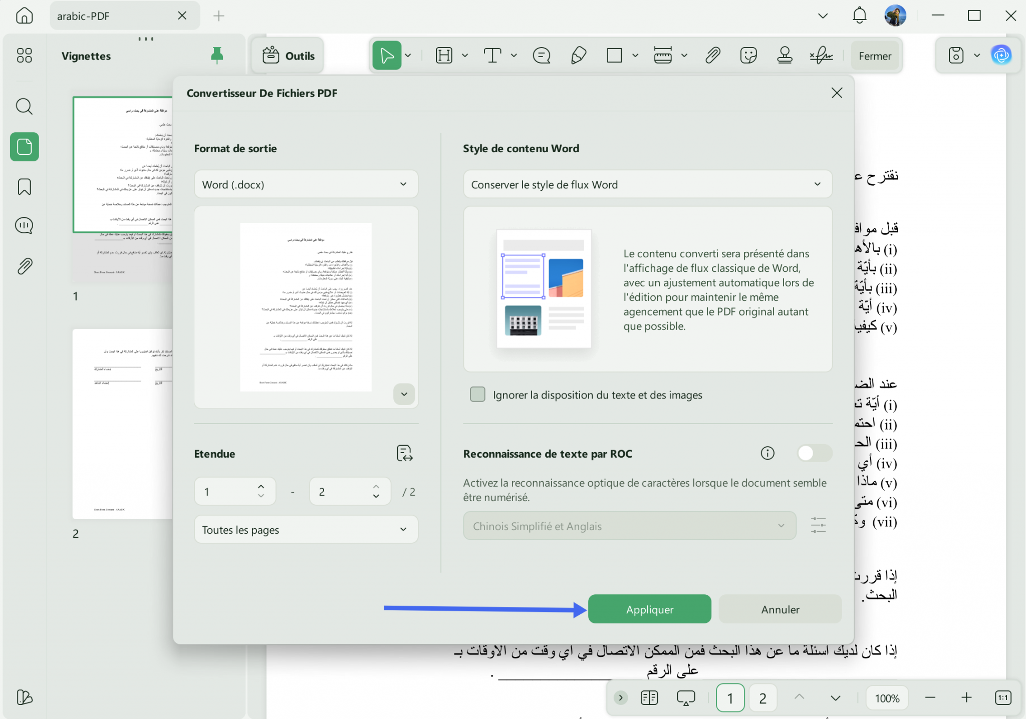 Convertir un PDF arabe en Word | UPDF