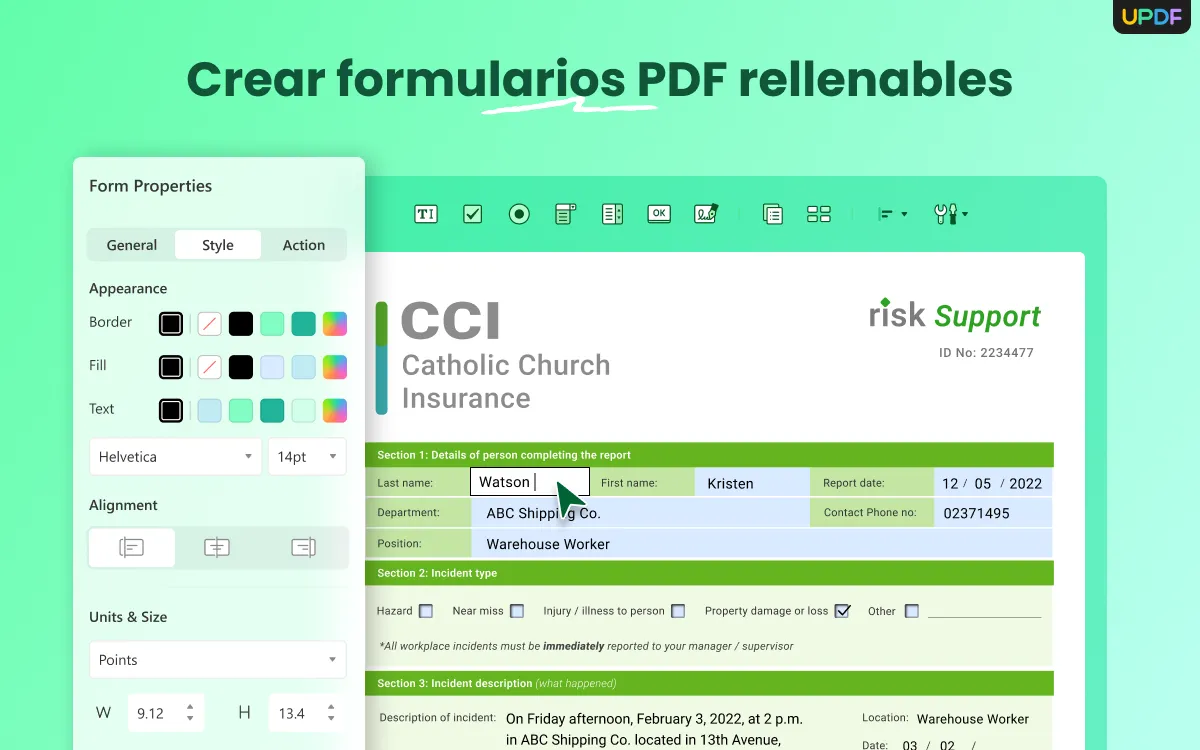 pdf form creation in updf