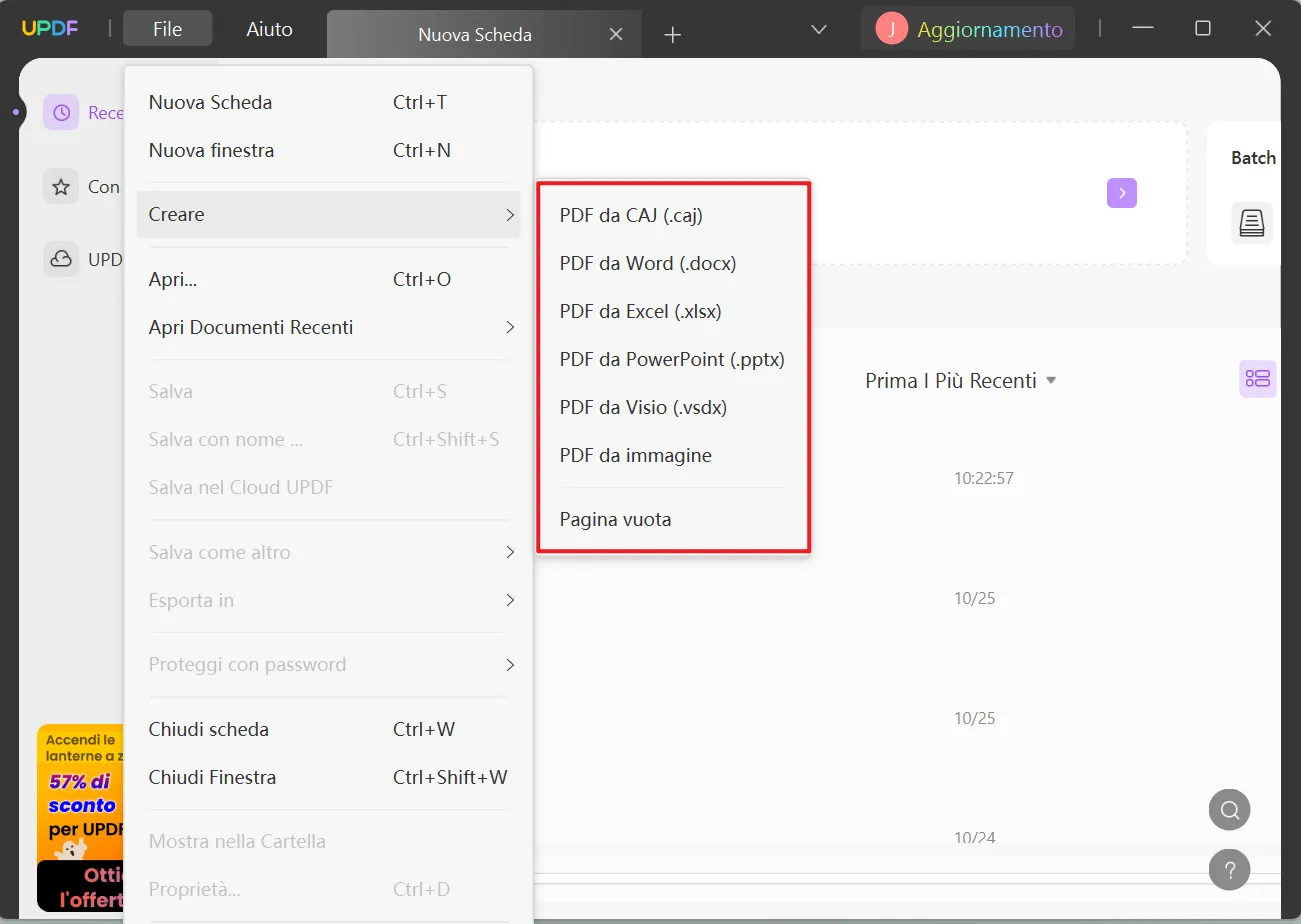 Creare un PDF da un file CAJ, Word, Excel, PowerPoint e Visio