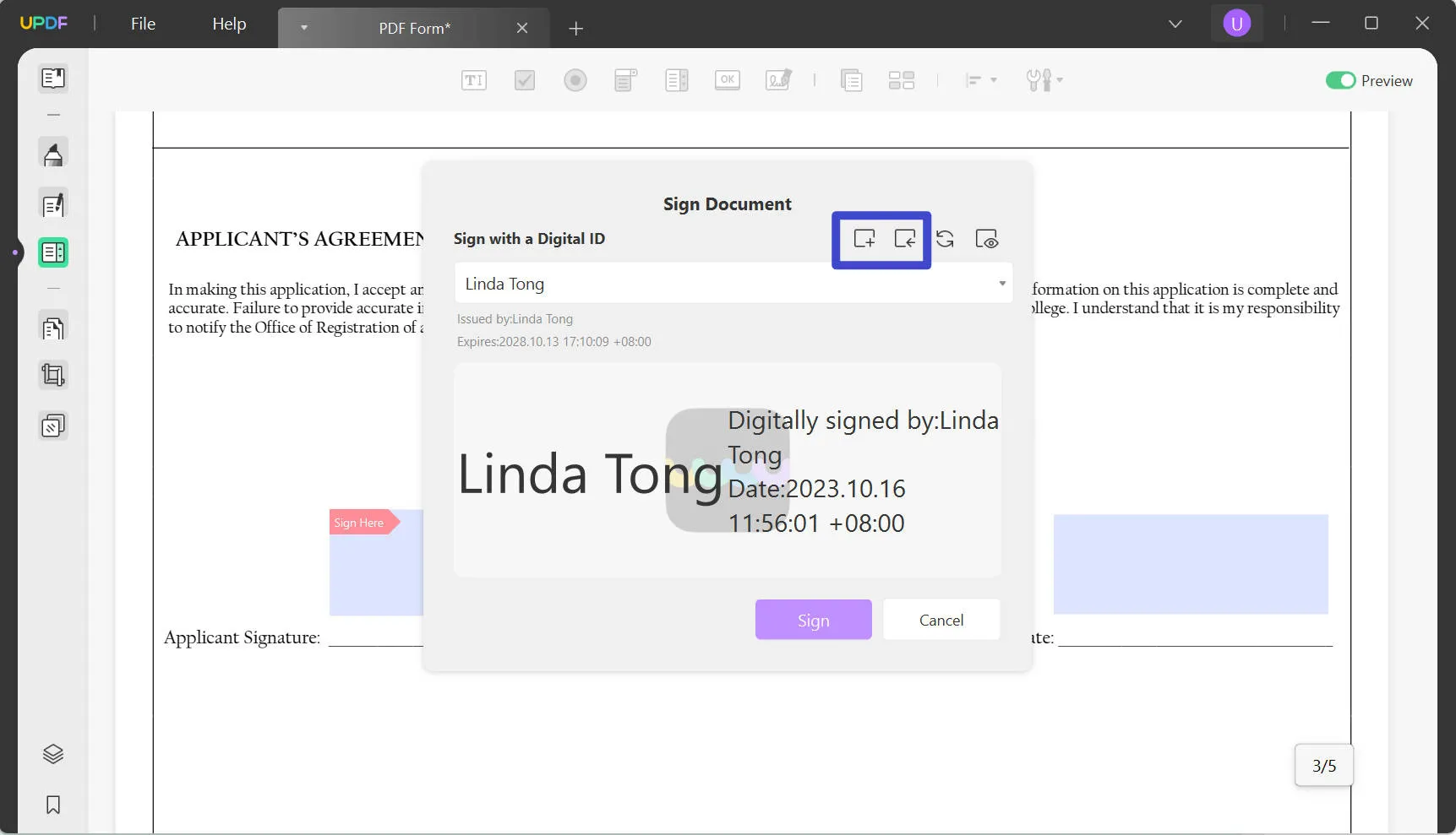 import or create a digital signature