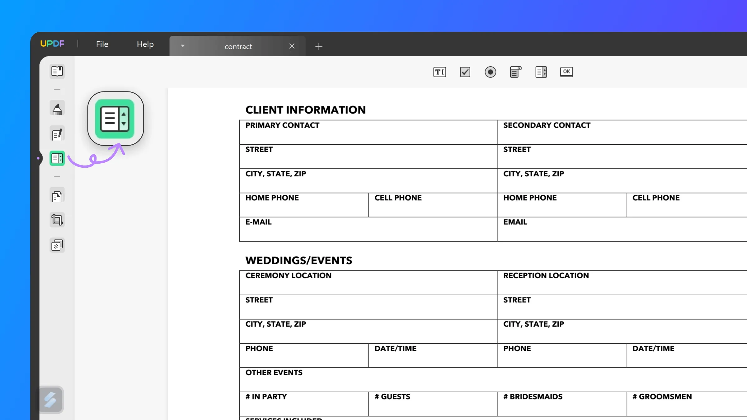 creating a fillable pdf in adobe updf prepare form