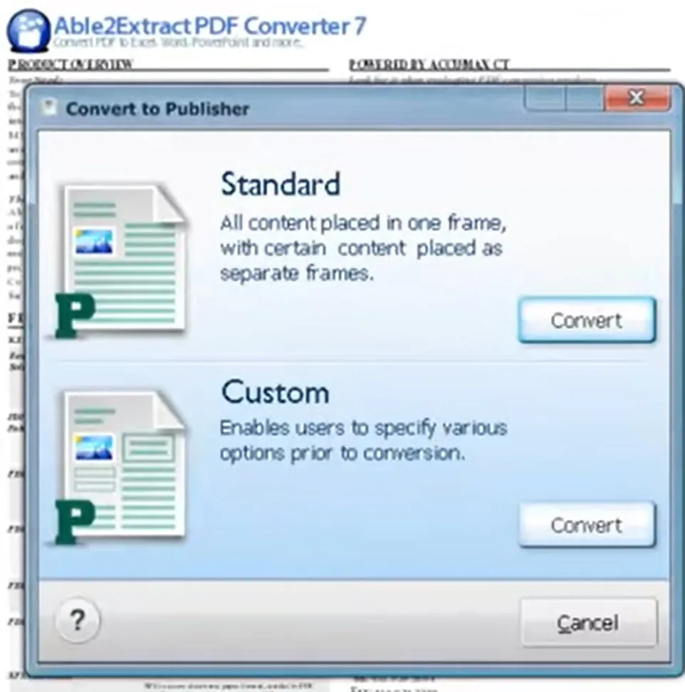  customize converting settings in able2extractadie Einstellungen zum Umwandeln in able2extract anpassen